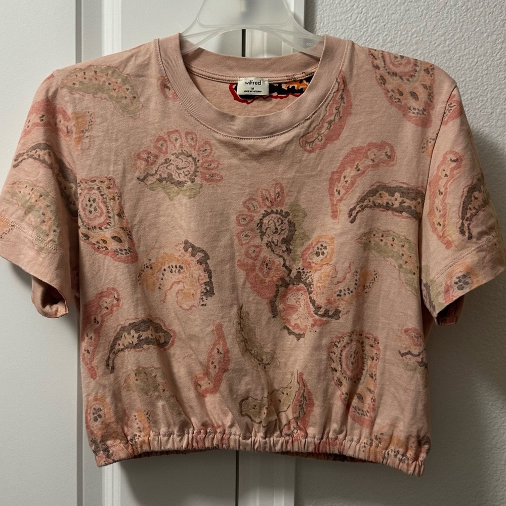 Aritzia Wilfred cotton Paisley Print Crop Top